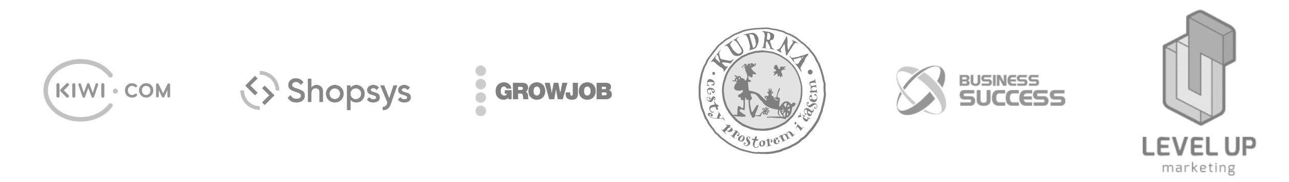 Pridajte sa k viac než 700 spokojným klientom: Kiwi.com, Shopsys, GrowJob, Kudrna, Business Success, Level Up Marketing